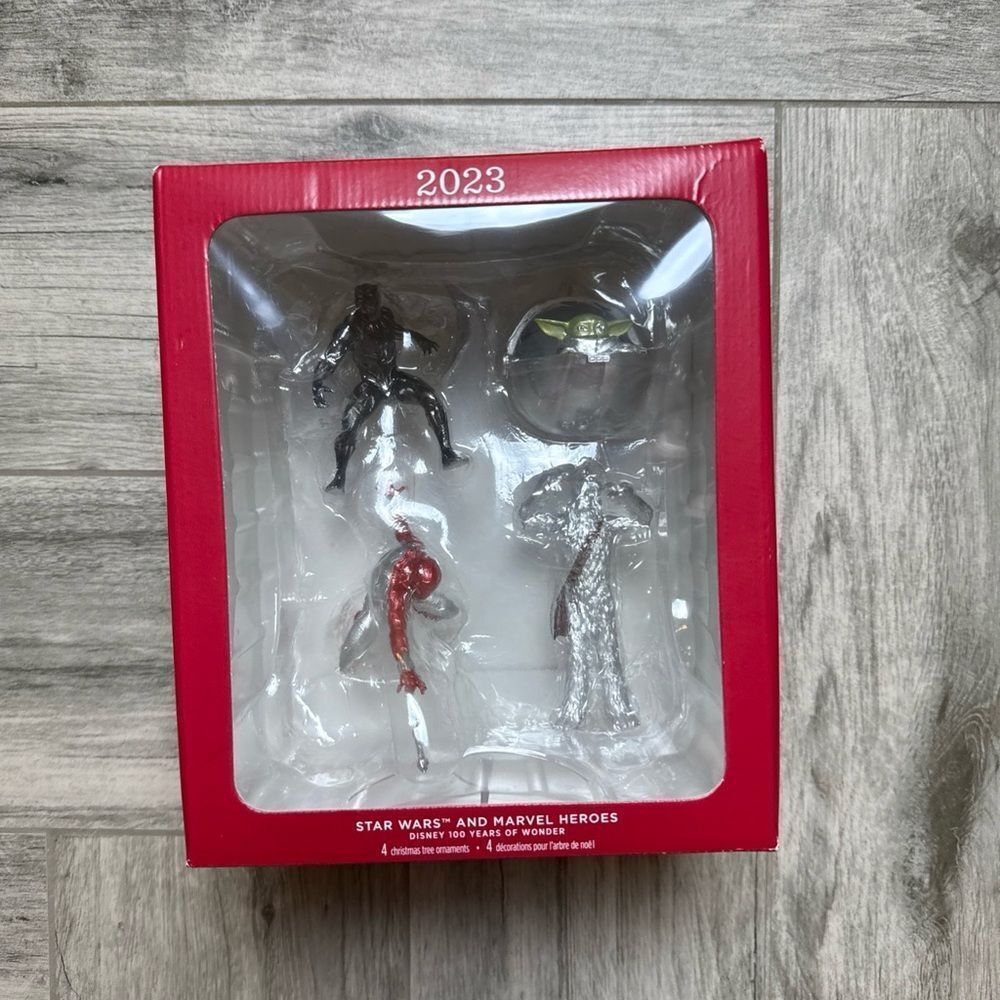 Star Wars and Marvel Heroes Ornament Set 2023 Disney 100 Years